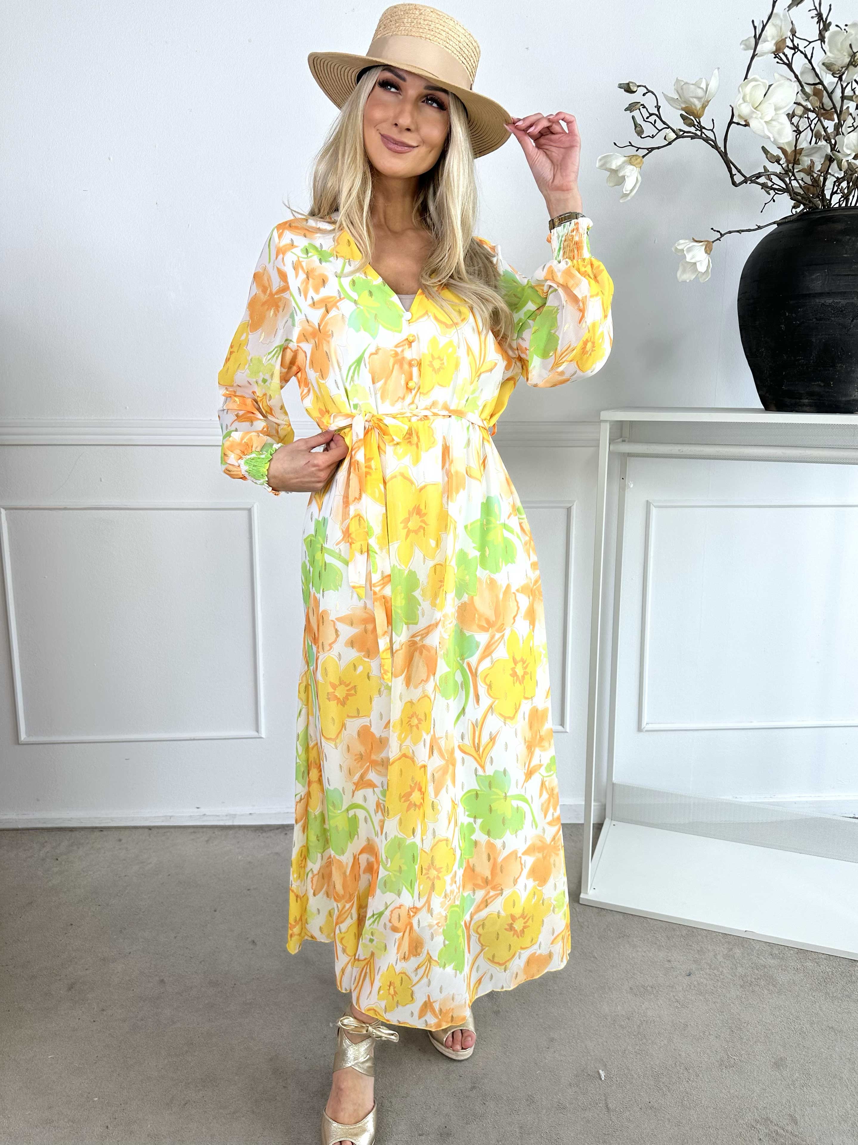 Mika - Söt sommarklänning i chiffong med guldnitar